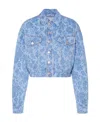 Alessandra Rich Flower Printed Denim Jacket In Blue