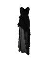 Alessandra Rich Asymmetric Silk-georgette Gown In Black