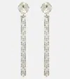 Alessandra Rich Crystal Embellished Fringed Dangling Earrings In Silver