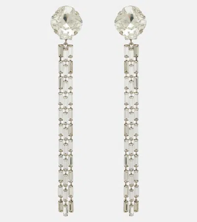 Alessandra Rich Fringed Clip-on Drop Earrings In Silver