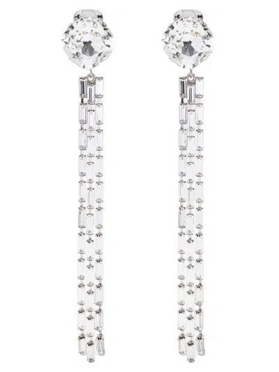 Alessandra Rich Fringed Earrings In Silver