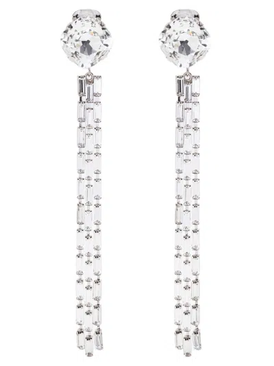 Alessandra Rich Fringed Earrings In White