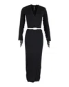 Alessandra Rich Fringed V-neck Maxi Dress In Black Silk In Black