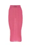 Alessandra Rich Women Ribbed Skirt With All-over Rhinestone Detail In Pink