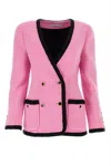 Alessandra Rich Contrast-trim Bouclé Tweed Jacket In Pink