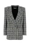 Alessandra Rich Oversized Checked Lurex Tweed Blazer In Whiteblack