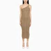Alessandra Rich Gold One-shoulder Dress With Rhinestones In Metal