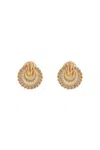 Alessandra Rich Gold Shell Earrings With Crystals In Golden