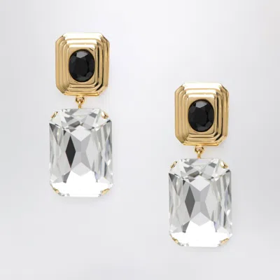 Alessandra Rich Goldtone Clipon Earrings With Crystal Drop In Metallic