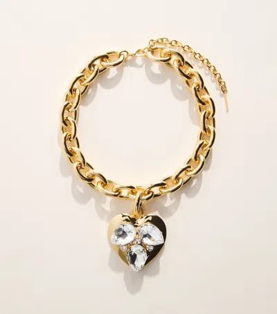 Alessandra Rich Gold-tone Heart Pendant Necklace