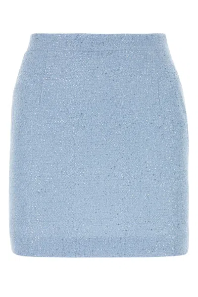 ALESSANDRA RICH ALESSANDRA RICH LIGHT-BLUE TWEED MINI SKIRT