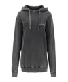 Alessandra Rich Oversized Hoodie With Print And Rhinestones In Black