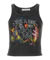Alessandra Rich Printed Cotton Jersey Tank Top In Black