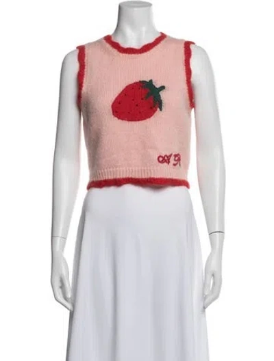 Pre-owned Alessandra Rich Graphic Print Crew Neck Sweater In Pink