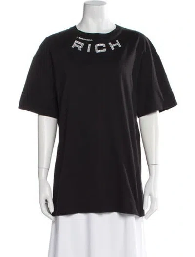 Pre-owned Alessandra Rich Graphic Print Crew Neck T-shirt In Black