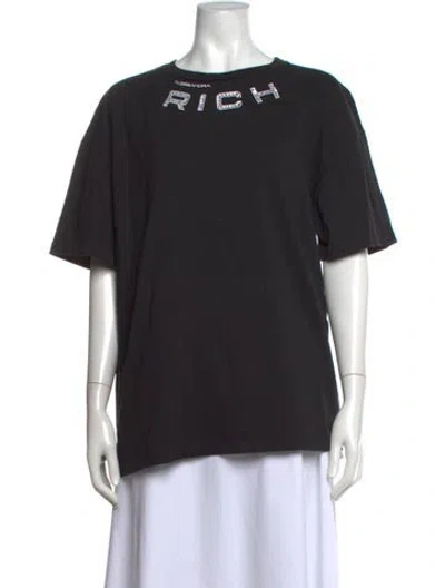 Pre-owned Alessandra Rich Graphic Print Crew Neck T-shirt In Black