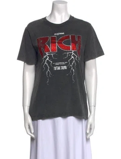 Pre-owned Alessandra Rich Graphic Print Crew Neck T-shirt In Gray