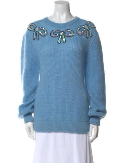 Pre-owned Alessandra Rich Graphic Print Scoop Neck Sweater In Blue