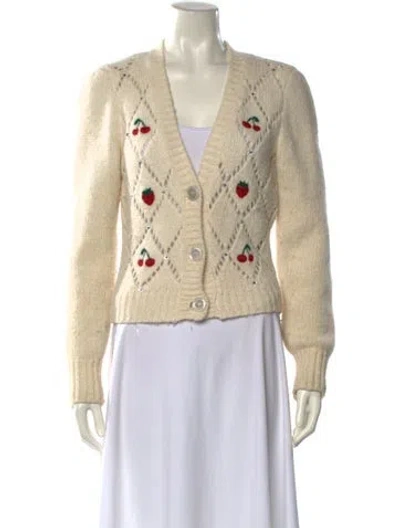 Pre-owned Alessandra Rich Graphic Print V-neck Sweater In Neutral