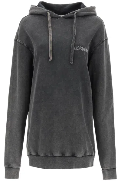 ALESSANDRA RICH GRAPHITE COTTON OVERSIZE SWEATSHIRT