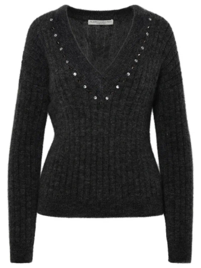 Alessandra Rich Gray Virgin Wool Blend Sweater In Black
