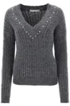 Alessandra Rich Gray Virgin Wool Blend Sweater In Grey Melange