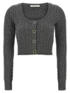 Alessandra Rich Wool Knitted Cardigan In Grey