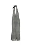 Alessandra Rich Grey Viscose Dress In Silver