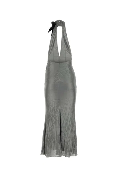 Alessandra Rich Grey Viscose Dress In Silver
