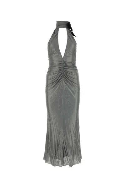Alessandra Rich Grey Viscose Mini Dress In Gray