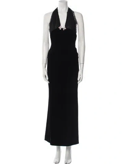 Pre-owned Alessandra Rich Halterneck Long Dress In Black