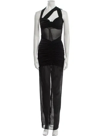 Pre-owned Alessandra Rich Halterneck Long Dress In Black