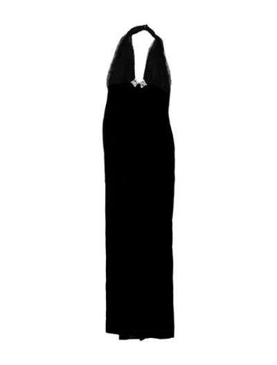 Pre-owned Alessandra Rich Halterneck Long Dress In Black