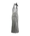 Alessandra Rich Halterneck Open-back Evening Dress In Gray