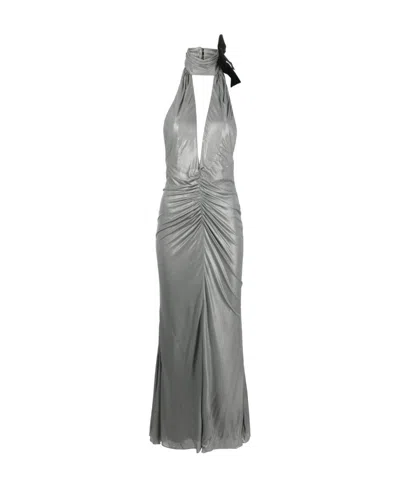 ALESSANDRA RICH ALESSANDRA RICH HALTERNECK OPEN-BACK MAXI DRESS