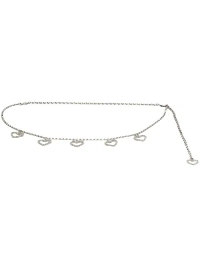 Alessandra Rich Heart Charm Crystal Necklace In Silber