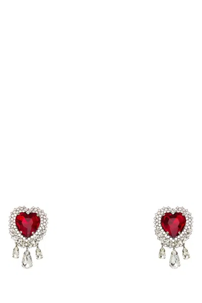 Alessandra Rich Heart Embellished Dropped Earrings In Multi