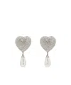 Alessandra Rich Heart-shaped Crystal Earrings In White