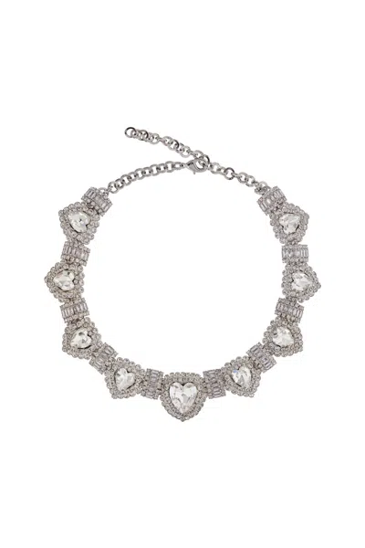 Alessandra Rich Heart Necklace In Hypoallergenic Crystal In Silver