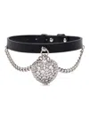 Alessandra Rich Heart-pendant Leather Necklace In Black