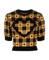 Alessandra Rich Heart Plaid Print Knit Top In Black