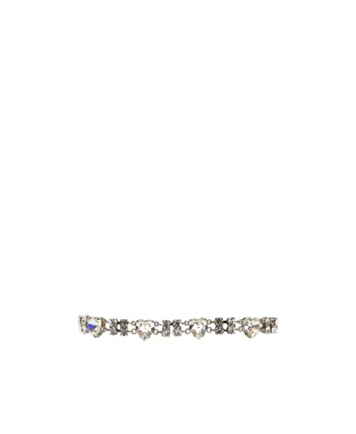 Alessandra Rich Heart-shape Crystal-embellished Drop Earrings In Gray
