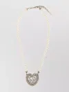 Alessandra Rich Collana Heart In Perle Bianche Donna In Metallic