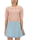 Alessandra Rich Embellished Mohair-blend Cardigan In Pink
