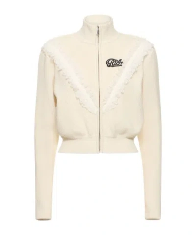Alessandra Rich High-neck Short Cardigan In White