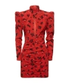 Alessandra Rich Silk Dress With Drapery On The Front In Red