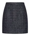 Alessandra Rich Blue Tweed Fitted Skirt In Black