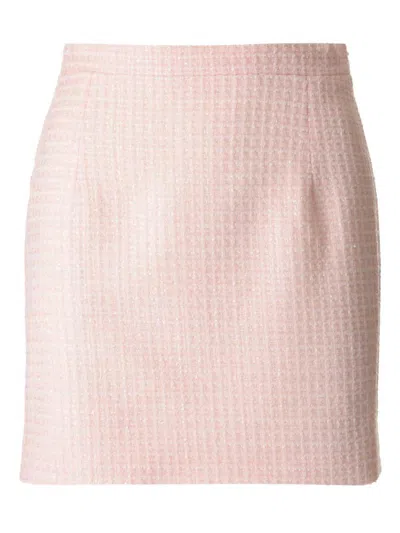 Alessandra Rich High Waist Tweed Mini Skirt In Pink