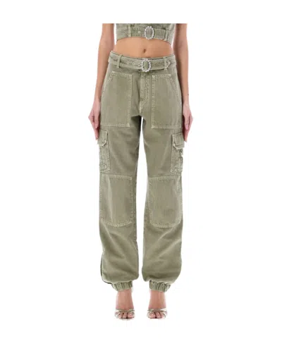 Alessandra Rich High-waisted Cargo Trousers In Nude