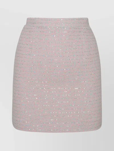 ALESSANDRA RICH HIGH-WAISTED SKIRT WITH SEQUINED EMBELLISHMENTS AND TEXTURED FINISH